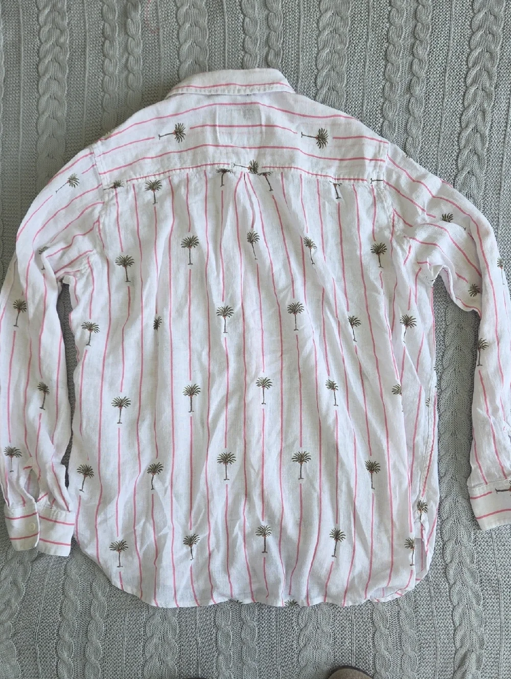 Rails Charli Stripe Palm Tree Print Linen Blend Shirt Women's Large - Picture 8 of 8